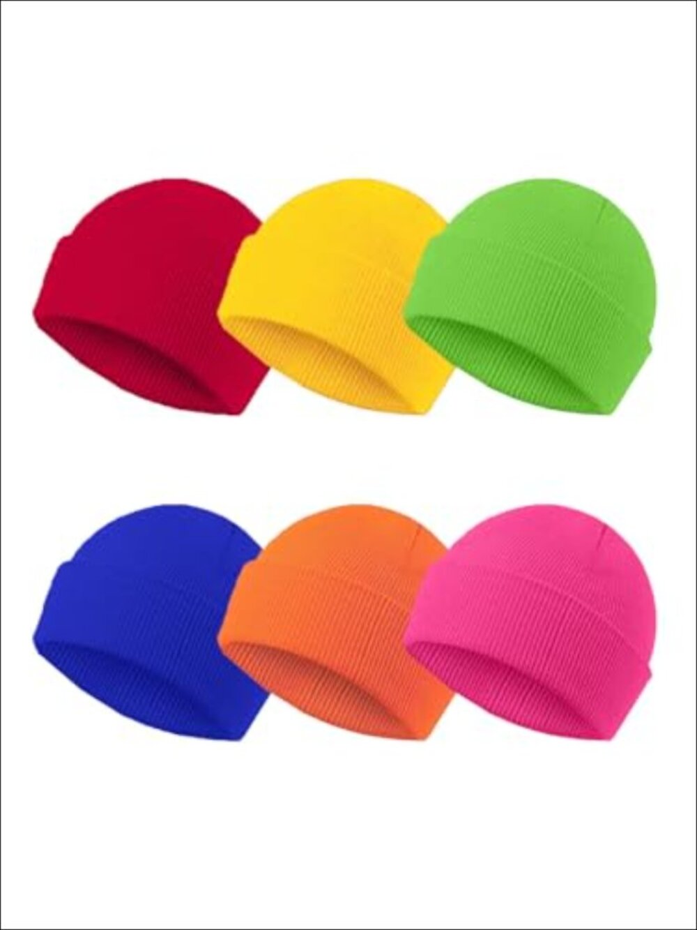 6 Pack Winter Fisherman Beanies Acrylic Blend Knit Warm Cuffed Skull Caps Unisex